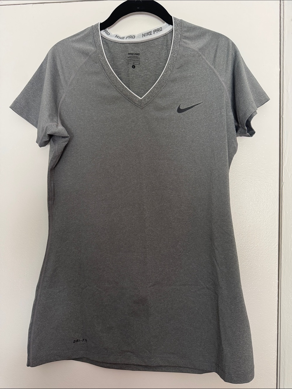 Nike Gray V-Neck Dri-FIT Short Sleeve Tee